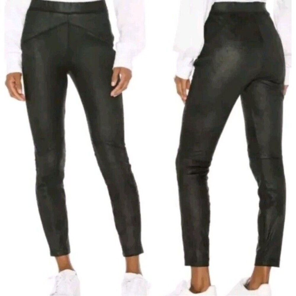 Free People Midnight Vegan Suede Skinny Skin Black Shimmer Leggings Sz M (29×27)